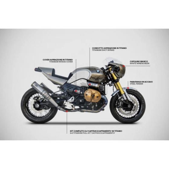 Pô Zard BMW R NineT - Full Kit 2>2 Capitan Scappamento Titanium