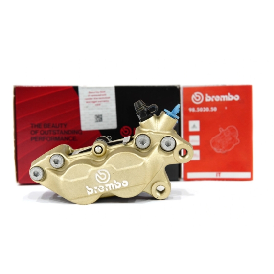 Heo thắng Brembo đúc P4 30/34 màu vàng logo bạc (1 Bên)