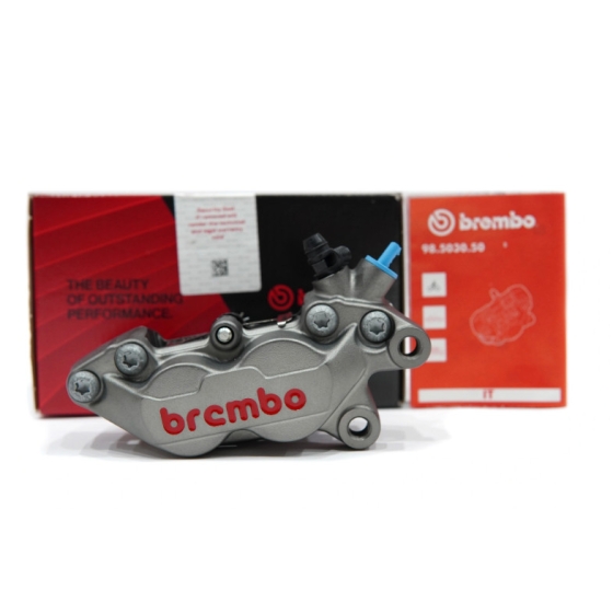 Heo thắng Brembo đúc P4 30/34 màu xám logo đỏ