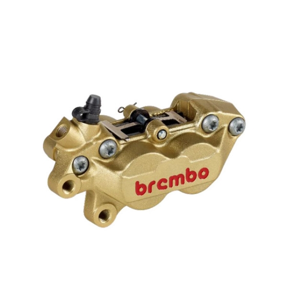 Heo thắng Brembo 4 piston đúc P4 30/34 màu vàng logo đỏ